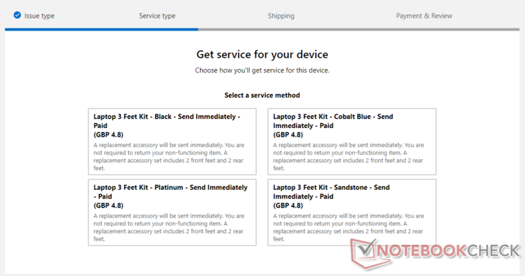 A Microsoft não cobra muito pela substituição dos pés dos laptops de superfície. (Fonte de imagem: Microsoft)