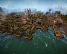 Uma imagem mostrando uma cidade em Kaiserpunk, atualmente com 50% de desconto na Steam.