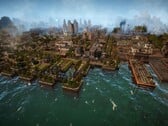 Uma imagem mostrando uma cidade em Kaiserpunk, atualmente com 50% de desconto na Steam.