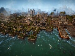 Uma imagem mostrando uma cidade em Kaiserpunk, atualmente com 50% de desconto na Steam.