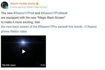 A Xiaomi divulgou oficialmente o design do 17 Pro no Weibo. (Fonte da imagem: Xiaomi no Weibo)