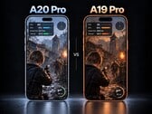 A20 Pro e A19 Pro mostrados lado a lado com a jogabilidade de Resident Evil 4 Remake e métricas de desempenho na tela