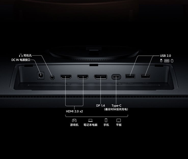 Portas de conectividade do monitor Type-C do Redmi A27U 2026 (Fonte da imagem: Xiaomi)