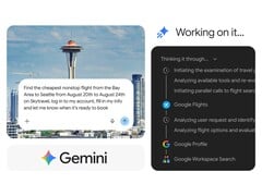 O Gemini Spark processa uma pesquisa de voos no Chrome e inicia a reserva
