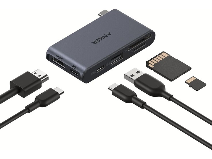 O hub Anker Nano USB-C (6 em 1, 5 Gbps). (Fonte da imagem: Anker)