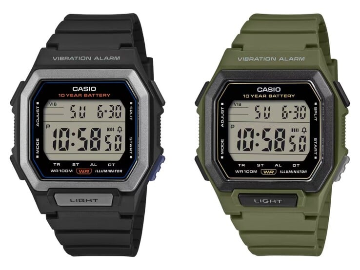 Os relógios Casio W-738H-1AV (esquerda) e W-738H-3AV (direita)