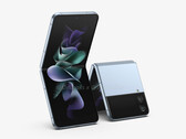 O Galaxy Z Flip4 está previsto para chegar no outono. (Fonte da imagem: @OnLeaks &amp; 91mobiles)