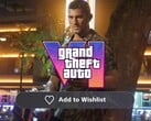 Jason Duval mostrado com o logotipo do GTA 6 e o ícone da lista de desejos da PS Store