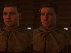Uma imagem mostrando um modelo de personagem à direita para Henry em Kingdom Come: Deliverance 2 após a implementação do DLSS 5