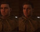 Uma imagem mostrando um modelo de personagem à direita para Henry em Kingdom Come: Deliverance 2 após a implementação do DLSS 5