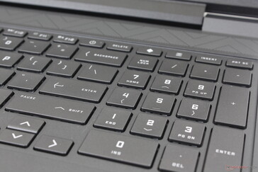 As teclas numpad são do mesmo tamanho que as teclas QWERTY, o que é incomum em muitos laptops