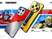 O Tecno Spark 30 Pro recebe uma versão Optimus Prime, enquanto o Spark 30 Pro recebe uma versão Bumblebee. (Fonte da imagem: Tecno via PR Newswire)