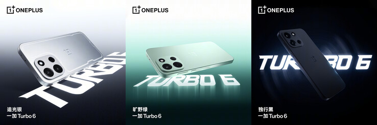 Três opções de cores do Turbo 6 (Fonte da imagem: OnePlus)