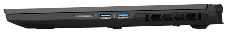 Lado direito: Leitor de cartão de memória (SD), 2x USB 3.2 Gen 1 (USB-A)