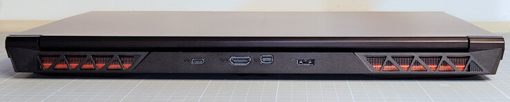USB Type-C Gen 2x1, Mini DisplayPort 1.4a (G-Sync), HDMI 2.1 (G-Sync; HDCP 2.3), conector de alimentação