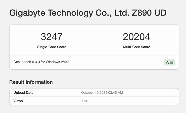 A CPU Core Ultra 285 parece ser bastante potente, apesar de não ter suporte a hyper-threading. (Fonte da imagem: Geekbench)
