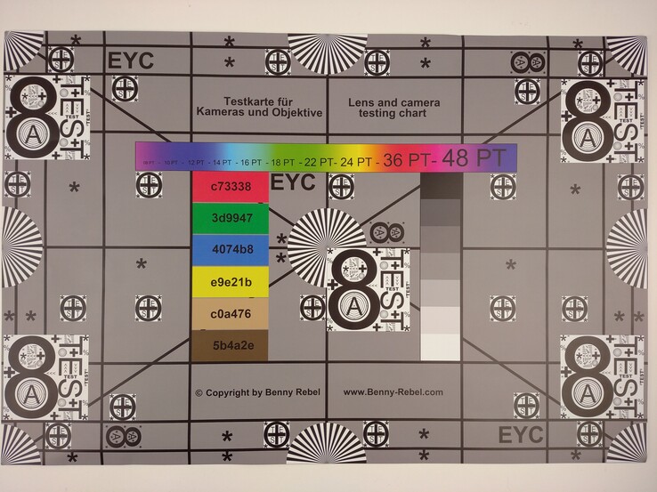 A photo of our test chart