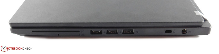 right: smartcard reader, SD card reader, 3x USB 2.0 Type-A, Kensington Lock, power