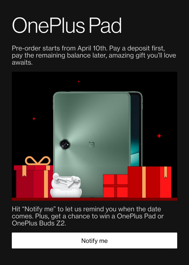OnePlus anuncia um esquema de depósito para pré-encomendas Pad. (Fonte: OnePlus)