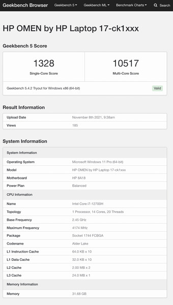 (Fonte de imagem: Geekbench)