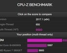 AMD Ryzen 7 5800X Zen 3 CPU-Z benchmark (Fonte: CPU-Z)