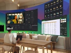Um usuário opera um desktop virtual usando o headset Apple Vision Pro (Fonte da imagem: Apple)