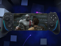 A versão 0.5.4 do ARMSX2 já está disponível para os usuários de teste. Na foto: Android telefone executando God of War II. (Fonte da imagem: r/playstation, Sony e Razer - editado)