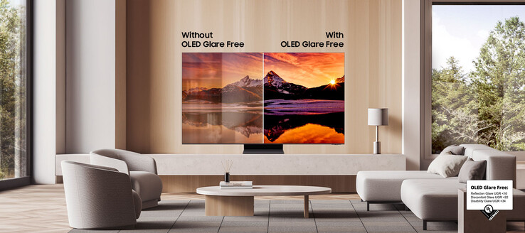 A TV Samsung OLED S95D 4K tem acabamento Glare Free. (Fonte da imagem: Samsung)