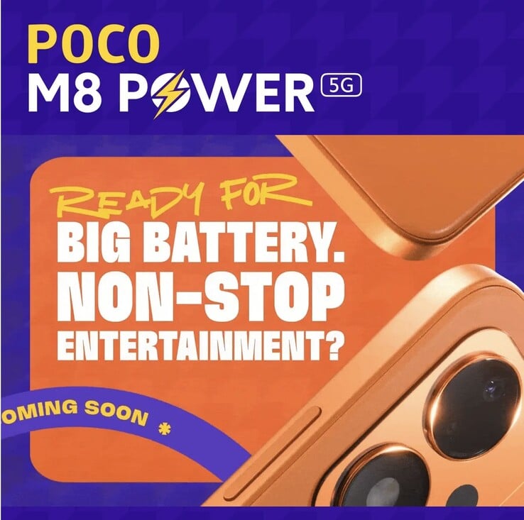 O Poco M8 Power 5G foi divulgado com acabamento na cor laranja
