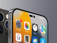 o iPhone 14 Pro Max oferecerá um entalhe em forma de pilha para a identificação do rosto e um furo para a câmera de selfie. (Fonte de imagem: Gizmochina)
