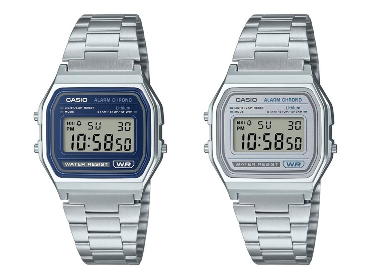 Os relógios Casio Vintage A158WEA-2 (esquerda) e A158WEA-7 (direita)