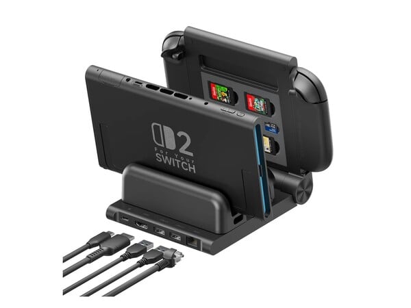 A nova base de recarga da Jsaux permite carregar quatro Joy-Cons simultaneamente.