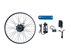 O kit e-bike LUCIIDA contém uma roda motorizada e um LCD montado no guidão. (Fonte de imagem: LUCIIDA)