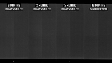 MU queima nos resultados do teste após 18 meses. (Fonte da imagem: Monitors Unboxed no YouTube)