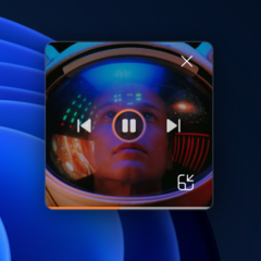 A Microsoft apresenta o novo modo mini player do Media Player, que exibe a arte vibrante do álbum. (Imagem: Microsoft)