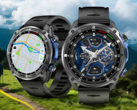 O smartwatch Rogbid GeoX1 (dois relógios desse tipo exibindo coisas diferentes na foto) tem uma tela AMOLED de 1,43 polegadas. (Fonte da imagem: Rogbid)