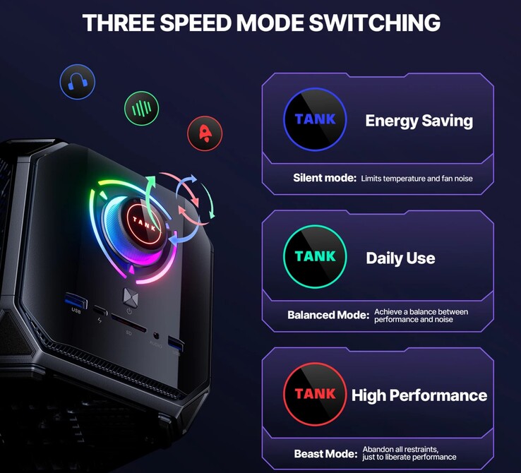 O Acemagic Tank03 oferece três modos de desempenho diferentes (fonte: Acemagic)