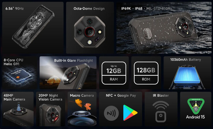 Estão disponíveis uma lanterna e um IR blaster. (Fonte da imagem: Ulefone)