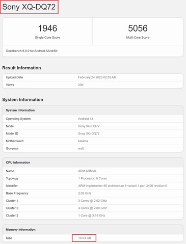 Provavelmente Xperia 5 V. (Fonte de imagem: Geekbench)