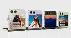 Uma imagem conceitual do Galaxy Z Flip5 com sua cobertura maior, segundo os rumores. (Fonte da imagem: @technizoconcept & @RoderSuper)