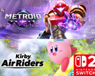 Os banners de Metroid Prime 4: Beyond e Kirby Air Riders são mostrados (Fonte da imagem: Nintendo of America com edições)