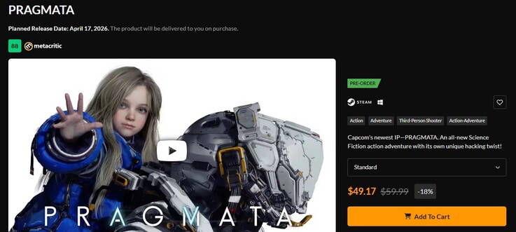 A Pragmata listou com um desconto.