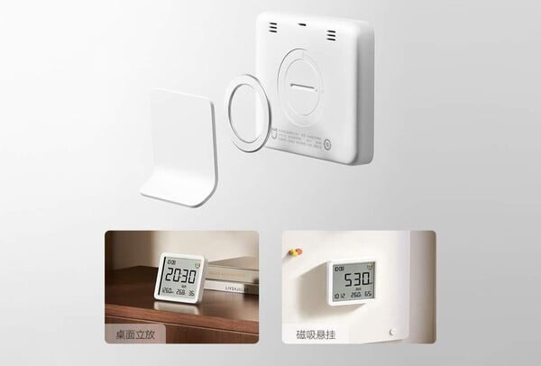 O Xiaomi Smart Temperature and Humidity Monitor 3 Pro vem com um suporte de metal e um íman em anel.