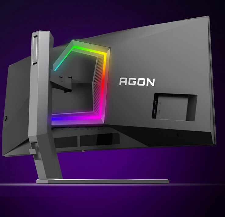 O monitor para jogos Agon Pro apresenta iluminação RGB.