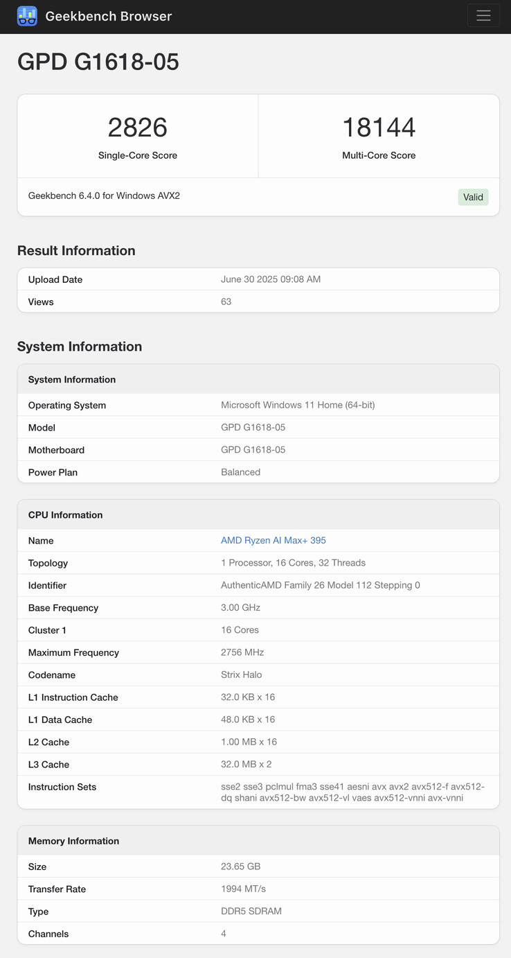 (Fonte da imagem: Geekbench)
