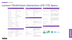 Lenovo ThinkVision T75 - Especificações. (Fonte da imagem: Lenovo)