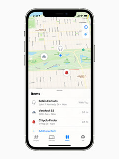 Apple&#039;s Find My network pode agora ser usado para rastrear produtos que não sejamApple como e-bikes, fones de ouvido, e etiquetas de localização. (Imagem via Apple)