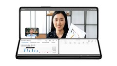 Um dispositivo dobrável em modo 'business'. (Fonte: Samsung)
