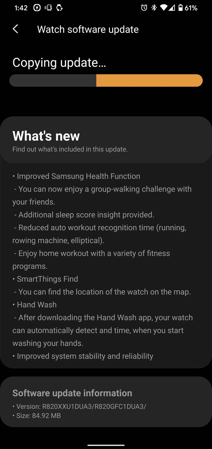 O novo changelog de Galaxy Watch Active 2. (Fonte: SamMobile)