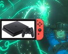Há um rumor de que o Super Switch PS4 poderia ser lançado junto com o Breath of the Wild 2. (Fonte de imagem: Nintendo/Sony - editado)